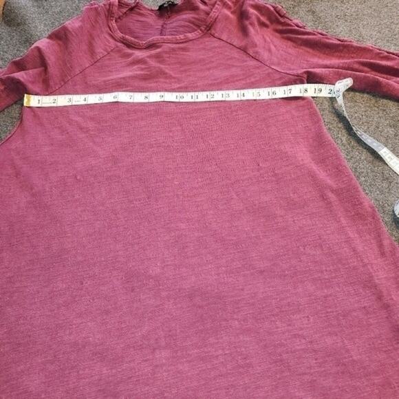 VERY J Tunic Dress Women Medium M Wine Red Long Lace Up Sleeve Mini 100% Cotton - Picture 8 of 12